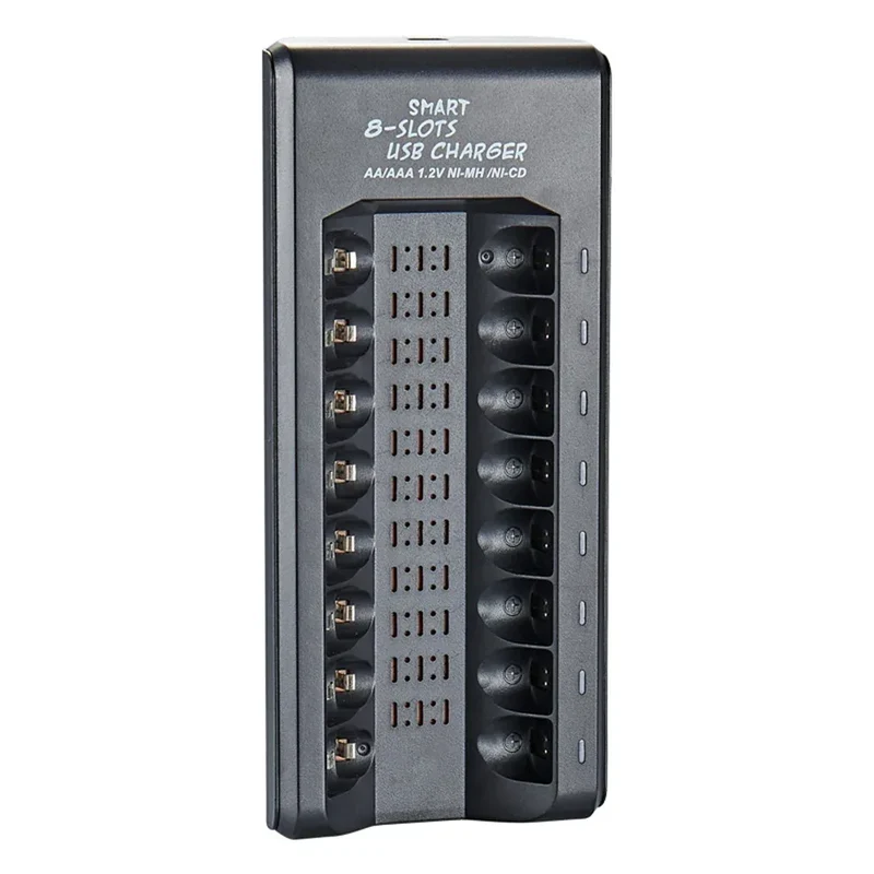 Rechargeable Battery Charger USB Output 8 Slots Fast Charging Short Circuit Protection for 1.2V NiMH AAA/AA Batteries Charger