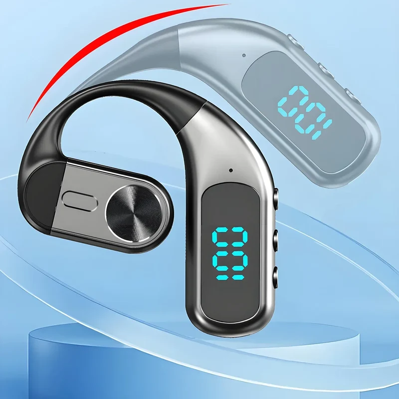 Wireless Bluetooth-compatible Headset Digital Display Bone Conduction Concept Business Ear-mounted Earphones