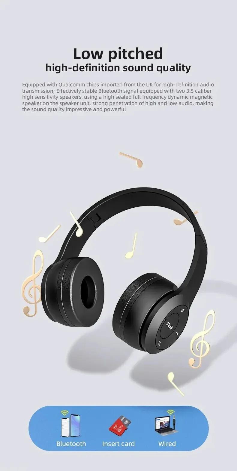 Handsfree Wireless Headphones Noise Canceling Headphone Earphone P47 headset Bluetooth Head Phone for iPhone Huawei Samsung S22