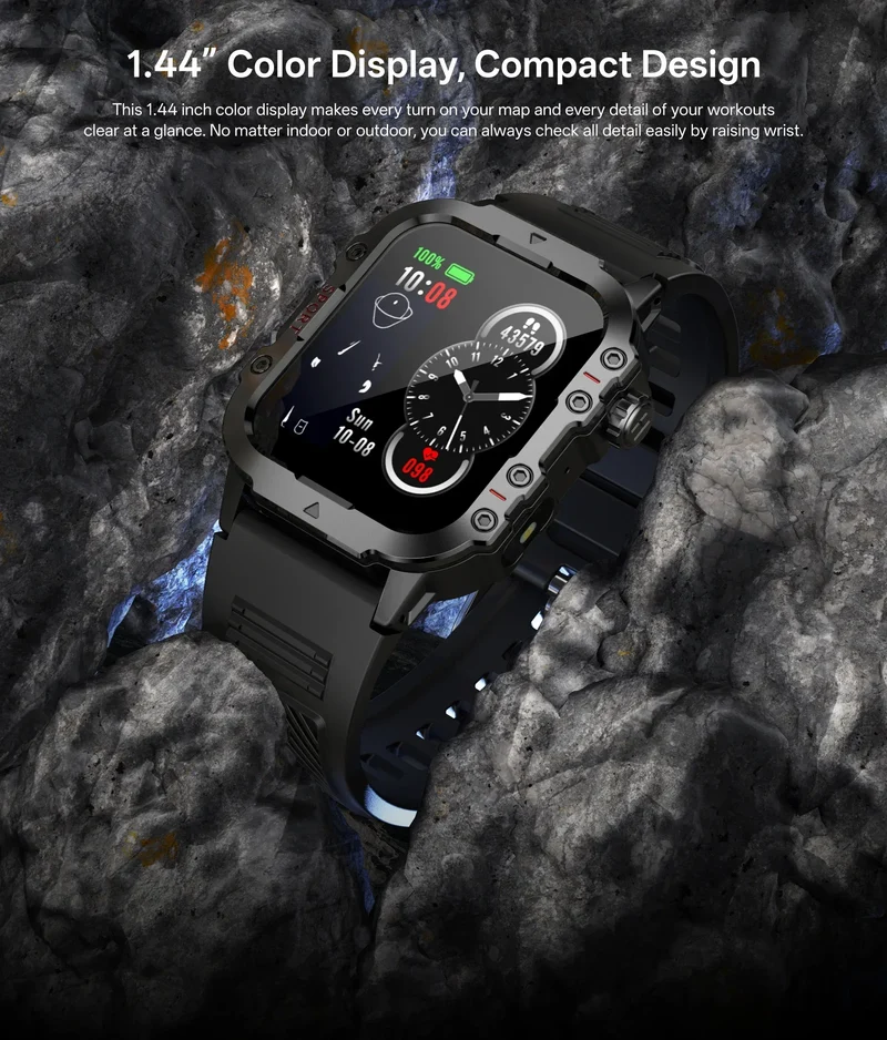 2025 New for Xiaomi Military Smart Watch Men IP67 3ATM Outdoor Sports Fitness Tracker Health Monitor 1.44Inch BT Call Smartwatch