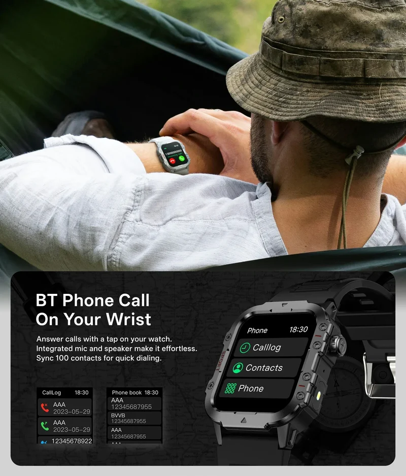 2025 New for Xiaomi Military Smart Watch Men IP67 3ATM Outdoor Sports Fitness Tracker Health Monitor 1.44Inch BT Call Smartwatch