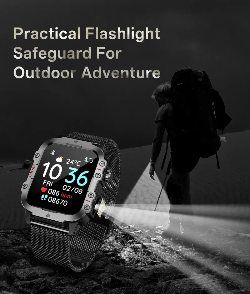 2025 New for Xiaomi Military Smart Watch Men IP67 3ATM Outdoor Sports Fitness Tracker Health Monitor 1.44Inch BT Call Smartwatch