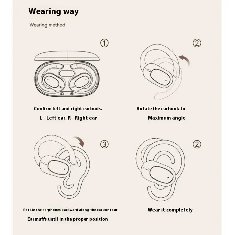 OWS Headphones Over-Ear Open-Ear Wireless Bluetooth Earphones Style Noise Cancellation Rotatable Feature With Mic Portable Audio
