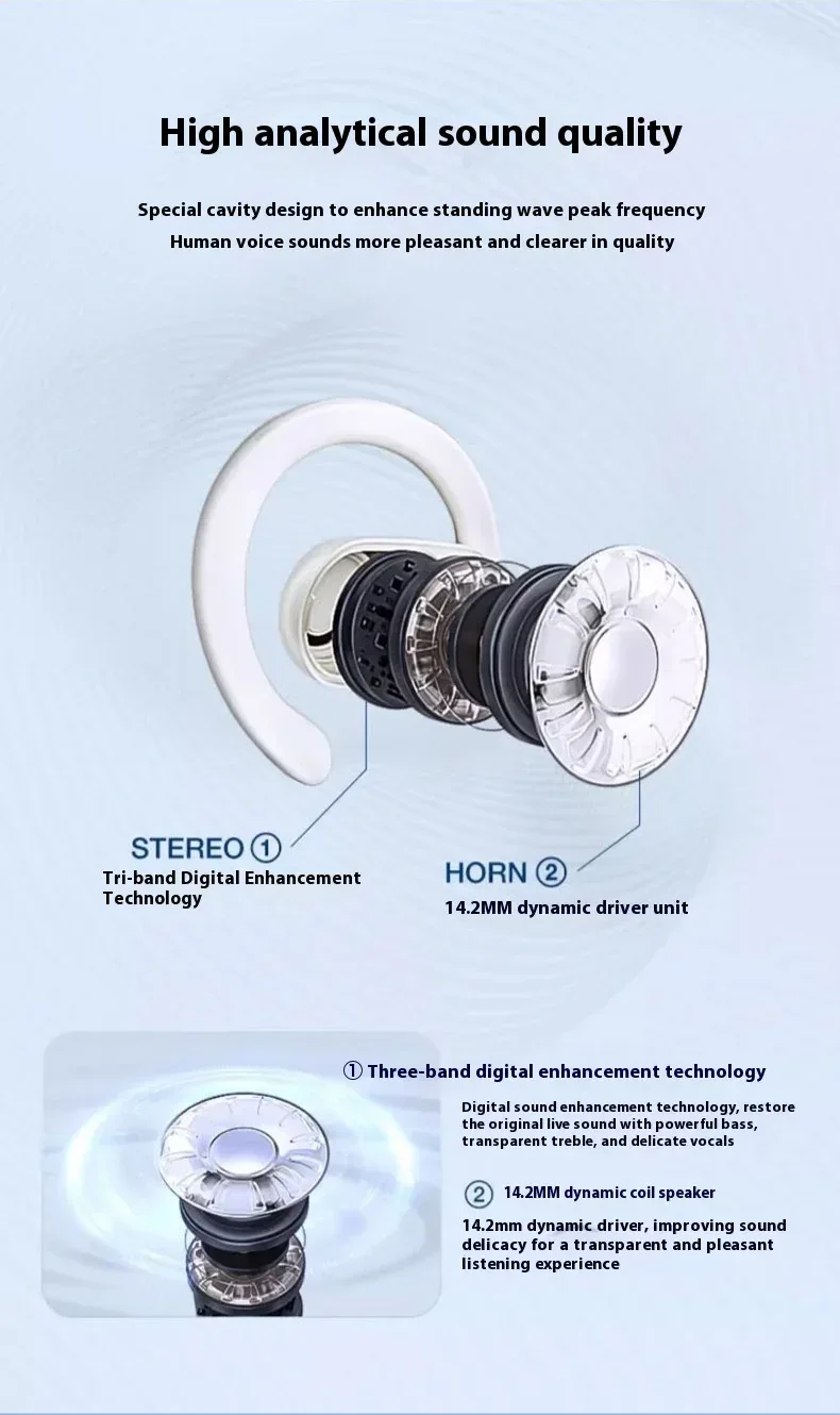 OWS Headphones Over-Ear Open-Ear Wireless Bluetooth Earphones Style Noise Cancellation Rotatable Feature With Mic Portable Audio