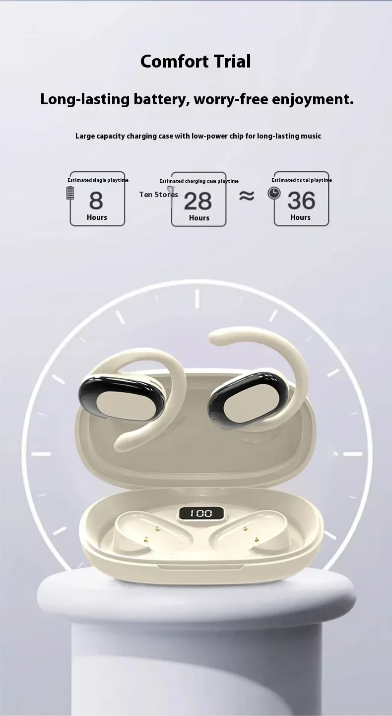 OWS Headphones Over-Ear Open-Ear Wireless Bluetooth Earphones Style Noise Cancellation Rotatable Feature With Mic Portable Audio