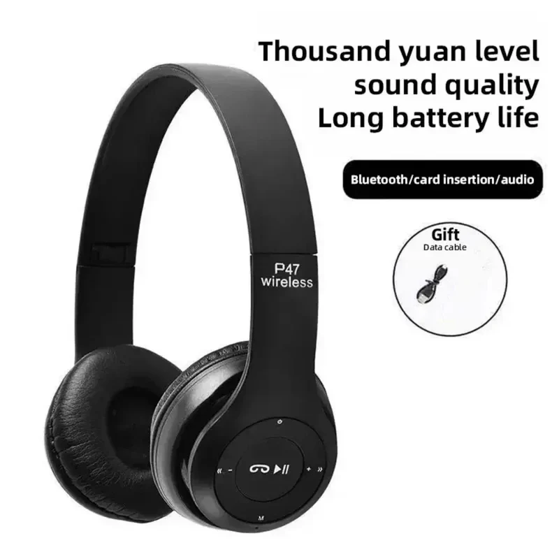 P47 Wireless Headphones Bluetooth 5.0 Earphones Foldable HIFI Stereo Bass for Music Gaming Kid Girl Earphone for Smartphone