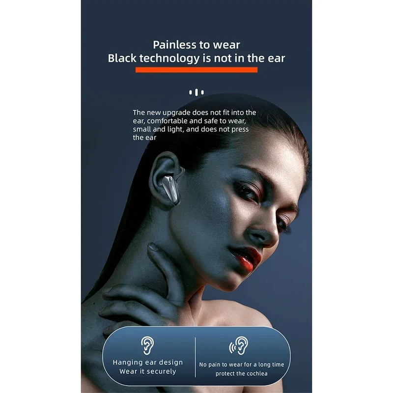 Single Wireless Bluetooth Headset Digital Display Air conduction Concept Right Ear Headphone Business Ear-mounted Earphones