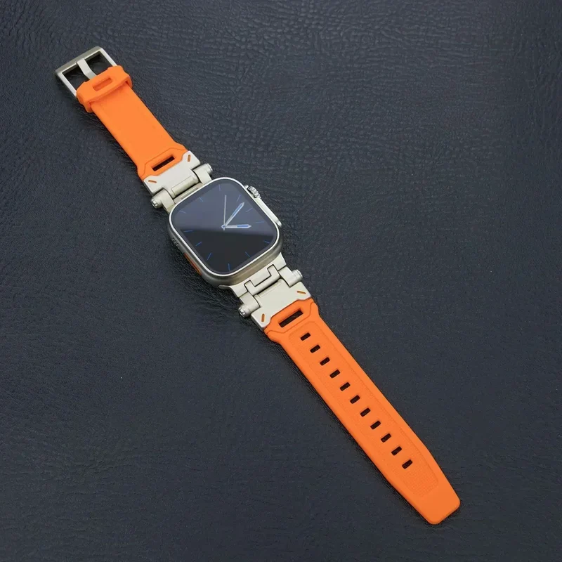 Silicone Sport Band for Apple Watch Ultra 49mm 45mm 42 44mm Rubber Strap for iWatch Series 9 8 7 se 6 5 4 ultra 2 49 Correa