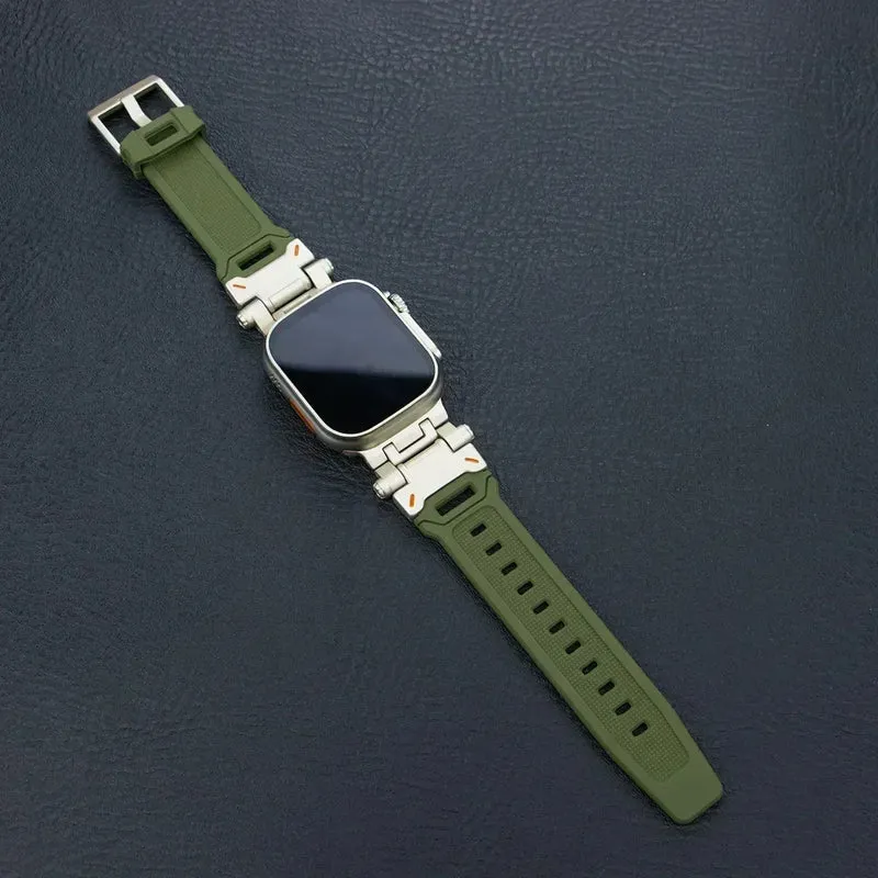Silicone Sport Band for Apple Watch Ultra 49mm 45mm 42 44mm Rubber Strap for iWatch Series 9 8 7 se 6 5 4 ultra 2 49 Correa