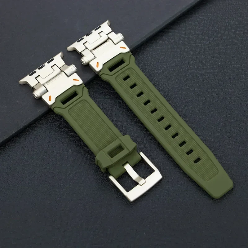 Silicone Sport Band for Apple Watch Ultra 49mm 45mm 42 44mm Rubber Strap for iWatch Series 9 8 7 se 6 5 4 ultra 2 49 Correa