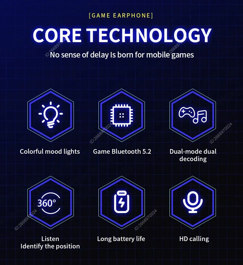 Bluetooth Game Earphones True Wireless TWS In-Ear Headphones With Mic Waterproof Sports Hifi Headsets Balanced Armature for Game