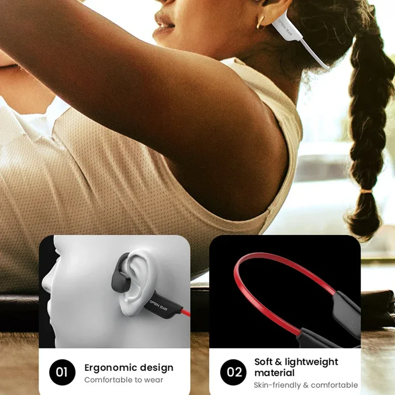 Bone Conductive Wireless Earphones Bluetooth 5.2 Open Headphones Sports Headset Waterproof Earhooks Headworn Loop