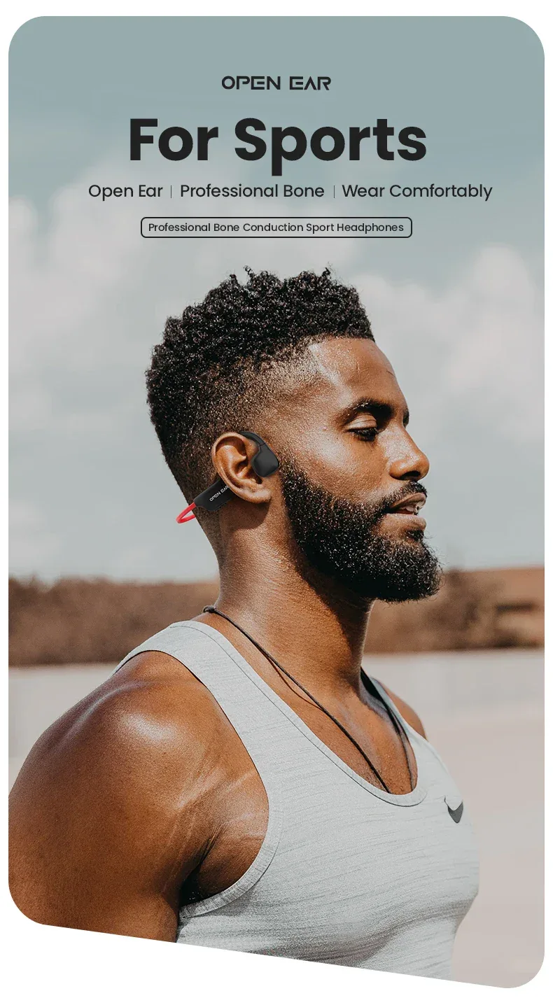 Bone Conductive Wireless Earphones Bluetooth 5.2 Open Headphones Sports Headset Waterproof Earhooks Headworn Loop