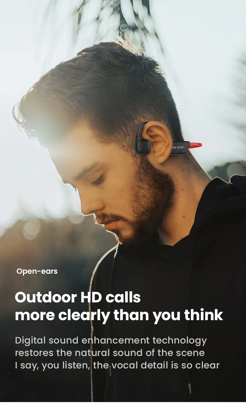 Bone Conductive Wireless Earphones Bluetooth 5.2 Open Headphones Sports Headset Waterproof Earhooks Headworn Loop