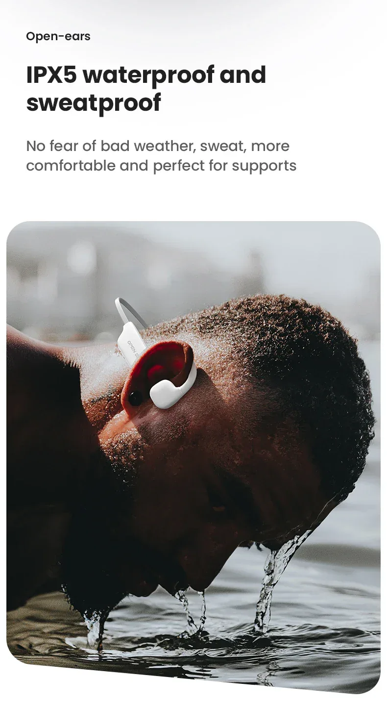 Bone Conductive Wireless Earphones Bluetooth 5.2 Open Headphones Sports Headset Waterproof Earhooks Headworn Loop
