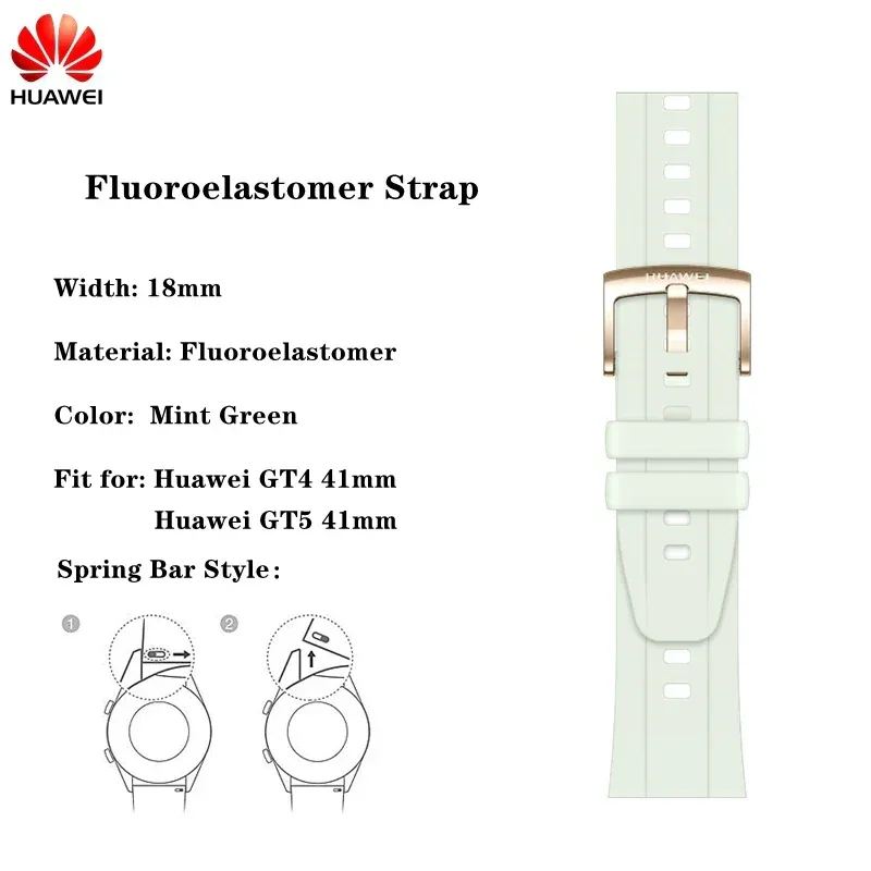 Original 18mm Watch Strap for Huawei GT6 GT5 41mm Leather Strap GT4 41mm FKM Sport Band for GT5pro 42mm Women Calf Leather Band