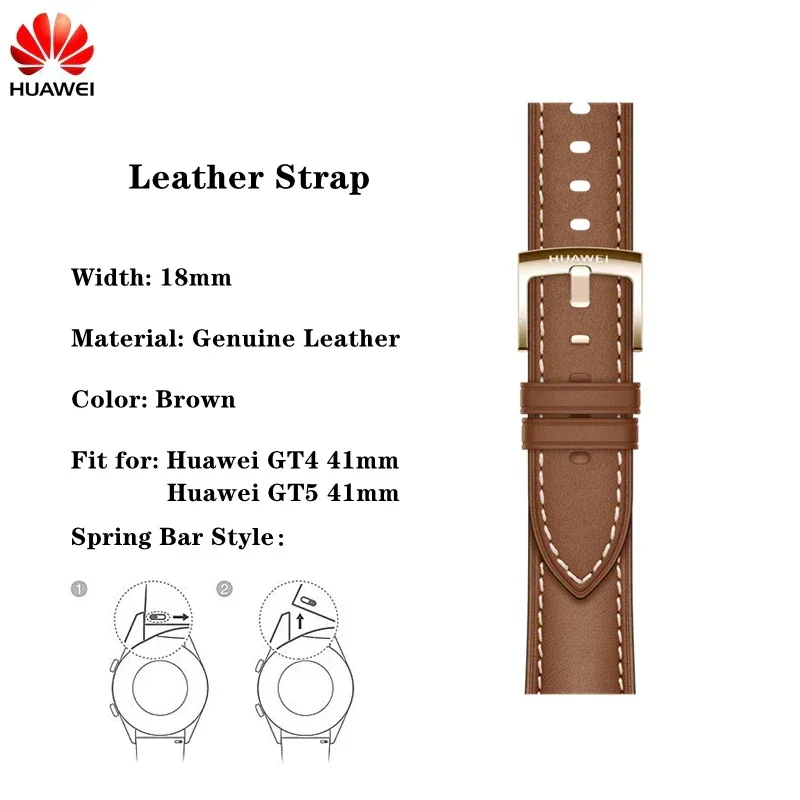 Original 18mm Watch Strap for Huawei GT6 GT5 41mm Leather Strap GT4 41mm FKM Sport Band for GT5pro 42mm Women Calf Leather Band