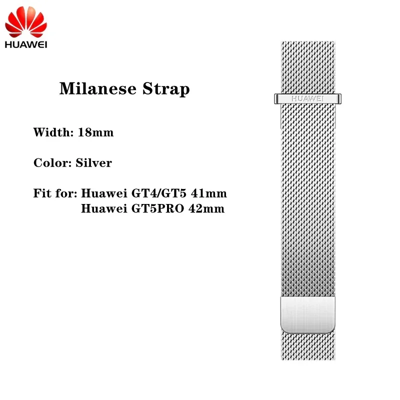 Original Huawei Watch GT4 41mm Milanese Watch Strap GT6 18mm Gold Magnetic Milanese Bracelet for GT5 41mm Stainless Steel Band