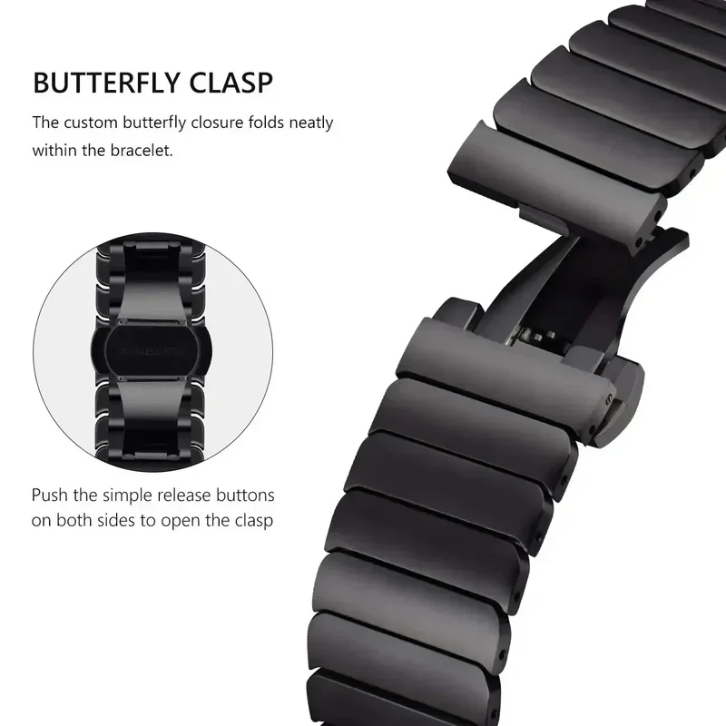 Titanium color band For Apple Watch Band Ultra 2 49mm 9 8 7 5 4 se 6 for iwatch 45mm 41 42 44mm 38 40mm stainless steel bracelet