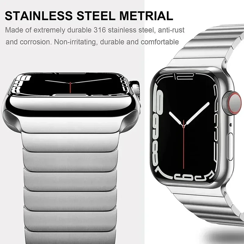 Titanium color band For Apple Watch Band Ultra 2 49mm 9 8 7 5 4 se 6 for iwatch 45mm 41 42 44mm 38 40mm stainless steel bracelet