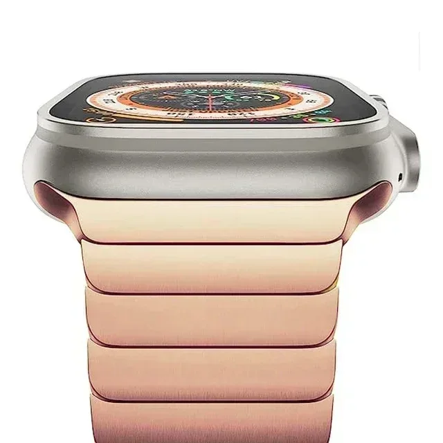 Titanium color band For Apple Watch Band Ultra 2 49mm 9 8 7 5 4 se 6 for iwatch 45mm 41 42 44mm 38 40mm stainless steel bracelet