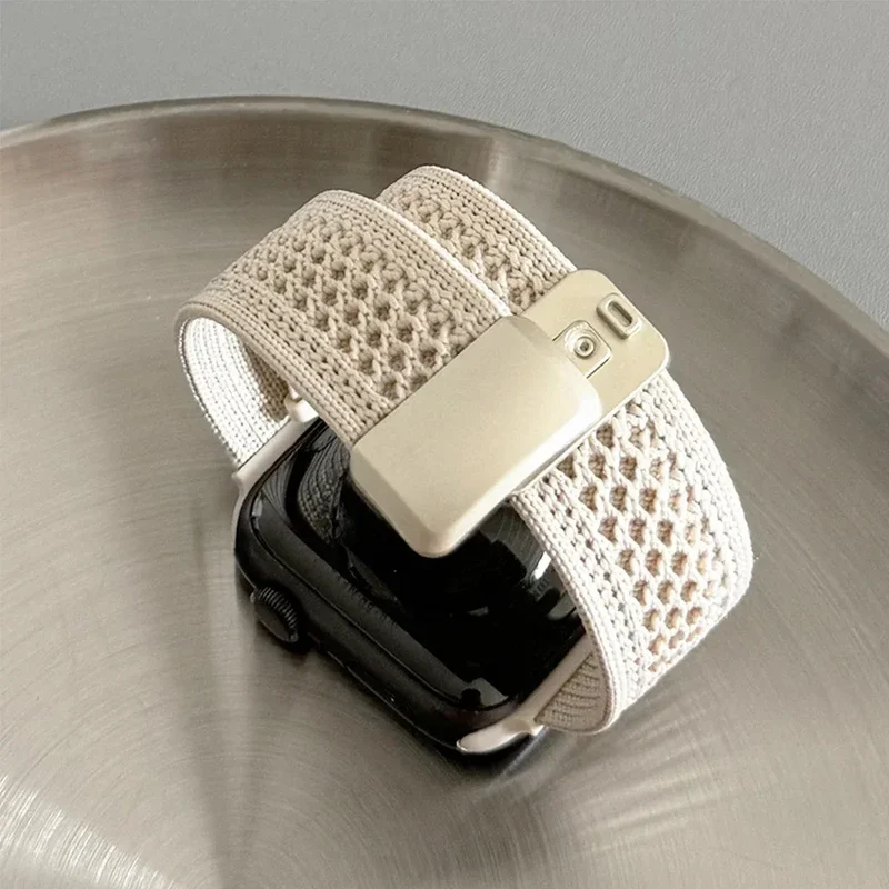 Nylon Magnetic Band for Apple Watch 45mm 41mm 44 40mm Series 10 46mm 42mm Soft Bracelet for IWatch Ultra 49mm 9 7 8 6 5 4 Strap