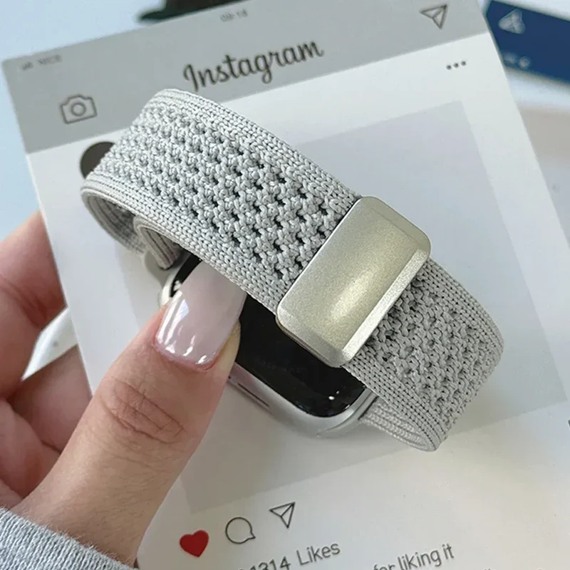 Nylon Magnetic Band for Apple Watch 45mm 41mm 44 40mm Series 10 46mm 42mm Soft Bracelet for IWatch Ultra 49mm 9 7 8 6 5 4 Strap