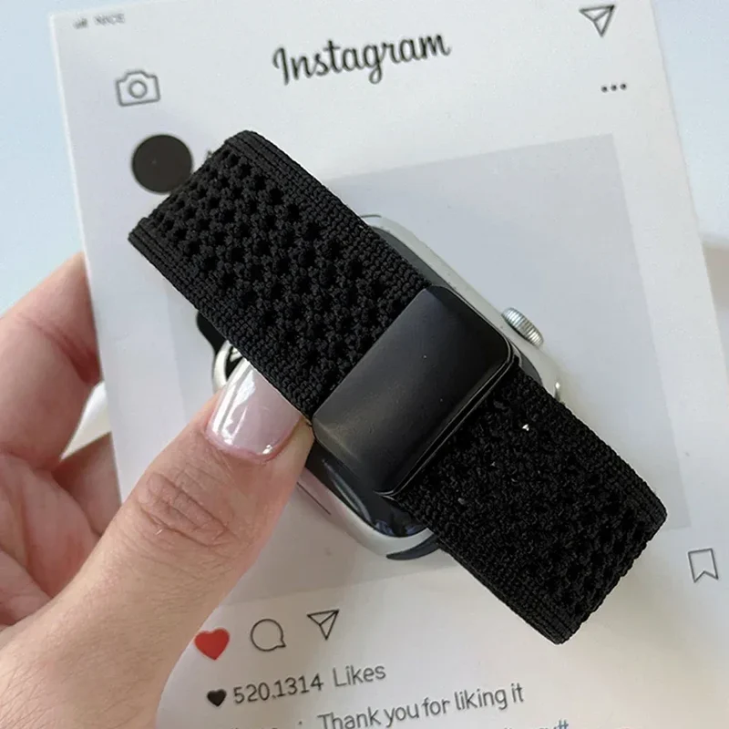 Nylon Magnetic Band for Apple Watch 45mm 41mm 44 40mm Series 10 46mm 42mm Soft Bracelet for IWatch Ultra 49mm 9 7 8 6 5 4 Strap