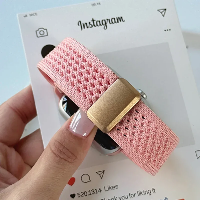 Nylon Magnetic Band for Apple Watch 45mm 41mm 44 40mm Series 10 46mm 42mm Soft Bracelet for IWatch Ultra 49mm 9 7 8 6 5 4 Strap
