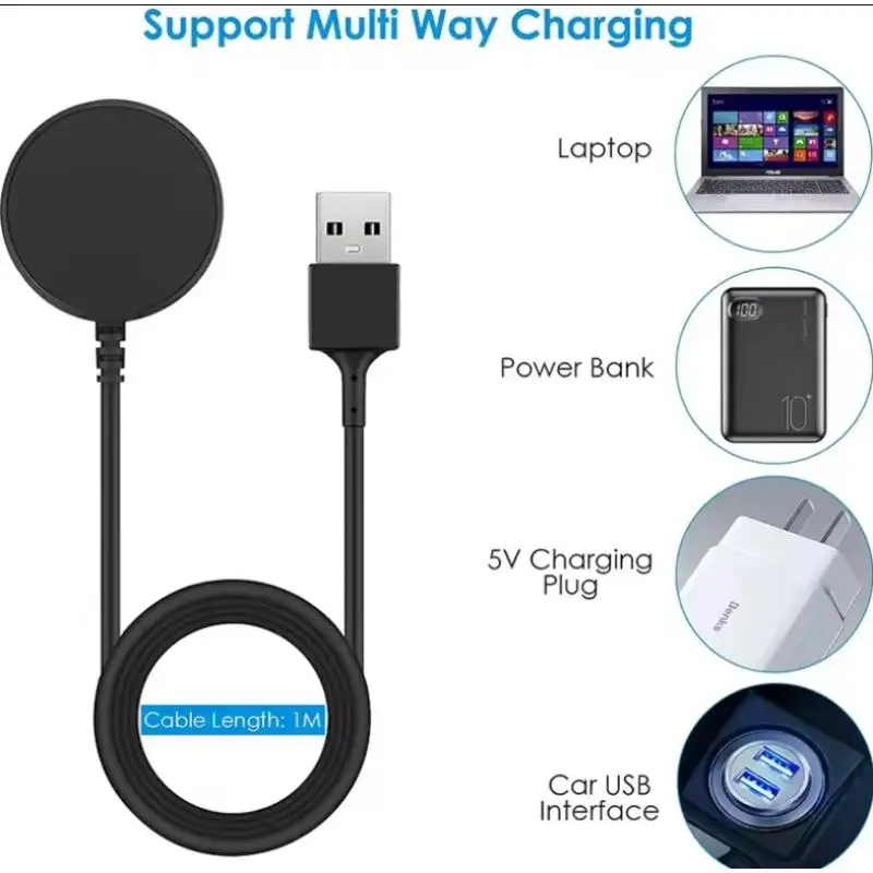 Portable Magnetic Watch Wireless Charger USB Cable Fast Charging Dock Station For Samsung Galaxy Watch 8 7 6 5pro 5 4 3 Active 2