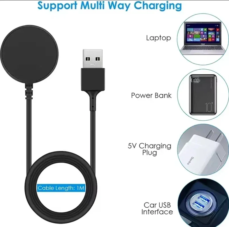 Portable Magnetic Watch Wireless Charger USB Cable Fast Charging Dock Station For Samsung Galaxy Watch 8 7 6 5pro 5 4 3 Active 2