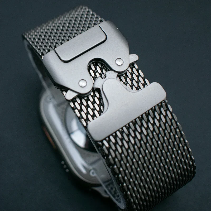 100% Titanium Band for Apple Watch Ultra 3/2 49mm Series 11 10 9 8 7 6 SE 3 Natural Titanium Milanese Loop Strap for iWatch 46mm