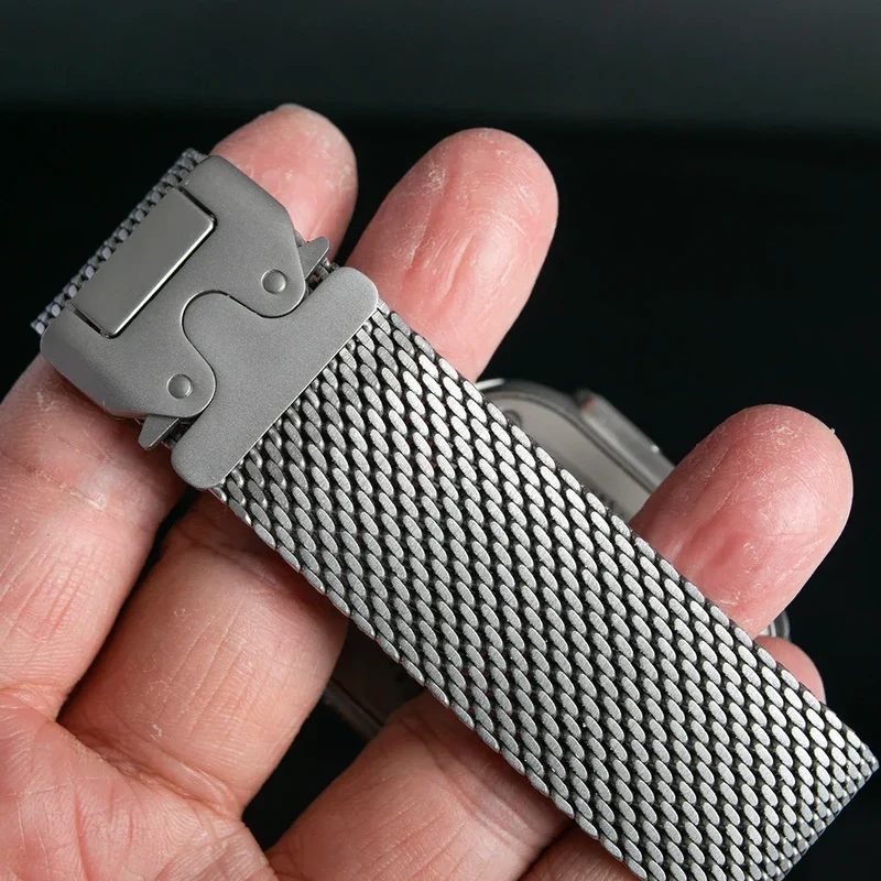 100% Titanium Band for Apple Watch Ultra 3/2 49mm Series 11 10 9 8 7 6 SE 3 Natural Titanium Milanese Loop Strap for iWatch 46mm