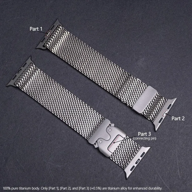 100% Titanium Band for Apple Watch Ultra 3/2 49mm Series 11 10 9 8 7 6 SE 3 Natural Titanium Milanese Loop Strap for iWatch 46mm
