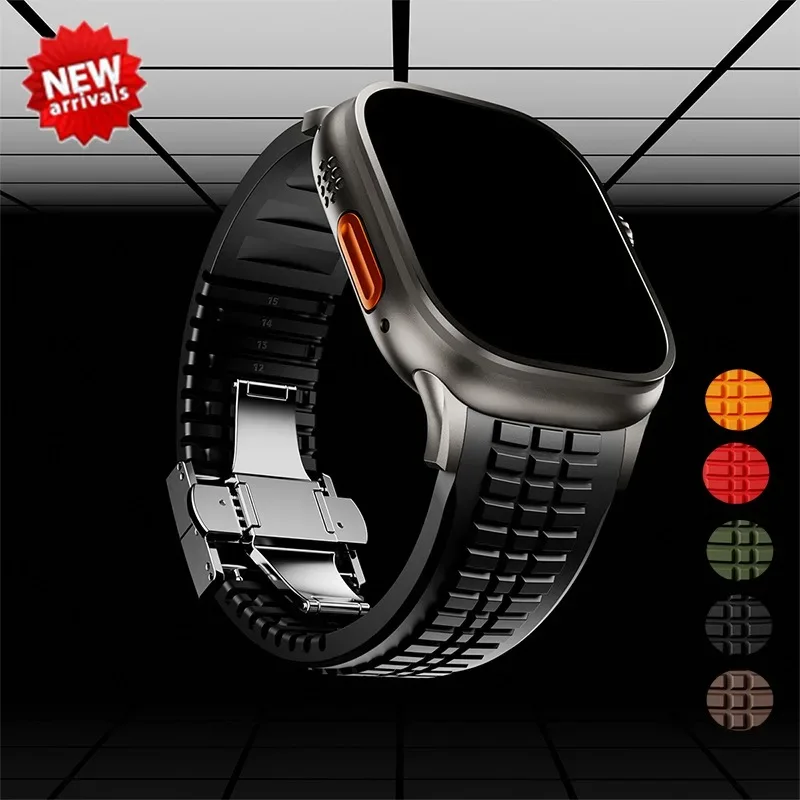Silicone Band for Apple Watch Ultra 3/2 49mm Strap Men Sport Bracelet for Iwatch 11 10 9 8 7 6 5 Se 46mm 45mm 44mm Watchband