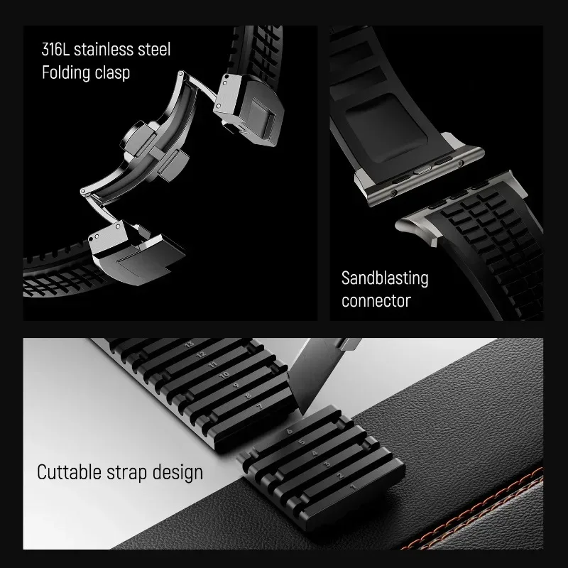 Silicone Band for Apple Watch Ultra 3/2 49mm Strap Men Sport Bracelet for Iwatch 11 10 9 8 7 6 5 Se 46mm 45mm 44mm Watchband
