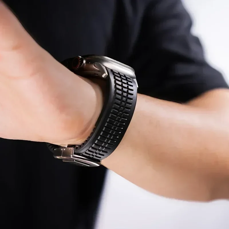 Silicone Band for Apple Watch Ultra 3/2 49mm Strap Men Sport Bracelet for Iwatch 11 10 9 8 7 6 5 Se 46mm 45mm 44mm Watchband
