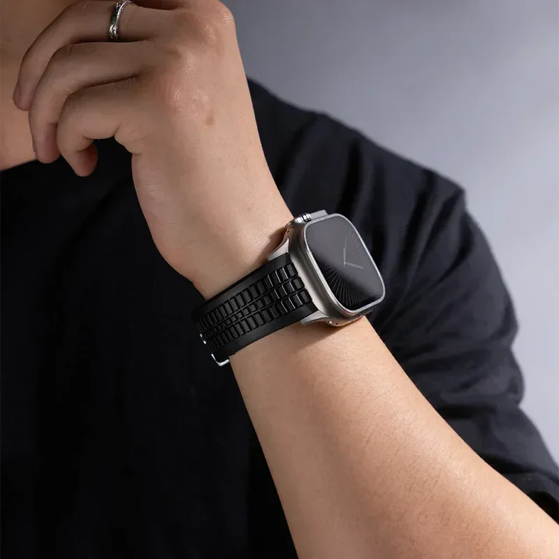 Silicone Band for Apple Watch Ultra 3/2 49mm Strap Men Sport Bracelet for Iwatch 11 10 9 8 7 6 5 Se 46mm 45mm 44mm Watchband