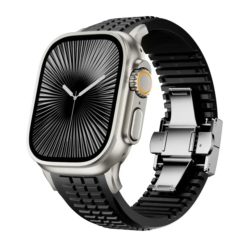 Silicone Band for Apple Watch Ultra 3/2 49mm Strap Men Sport Bracelet for Iwatch 11 10 9 8 7 6 5 Se 46mm 45mm 44mm Watchband