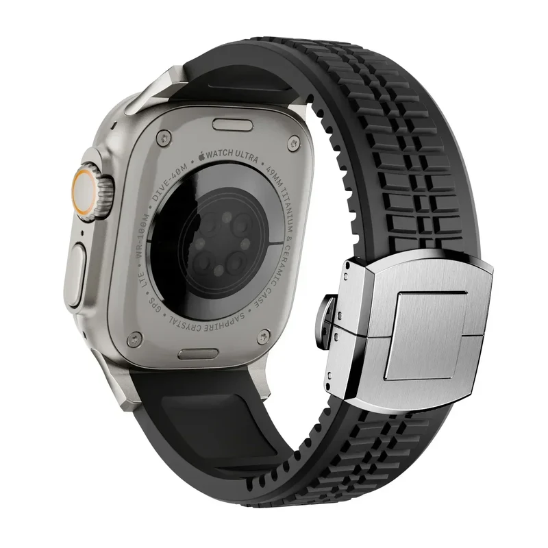 Silicone Band for Apple Watch Ultra 3/2 49mm Strap Men Sport Bracelet for Iwatch 11 10 9 8 7 6 5 Se 46mm 45mm 44mm Watchband