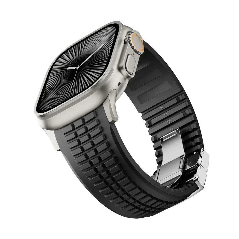 Silicone Band for Apple Watch Ultra 3/2 49mm Strap Men Sport Bracelet for Iwatch 11 10 9 8 7 6 5 Se 46mm 45mm 44mm Watchband