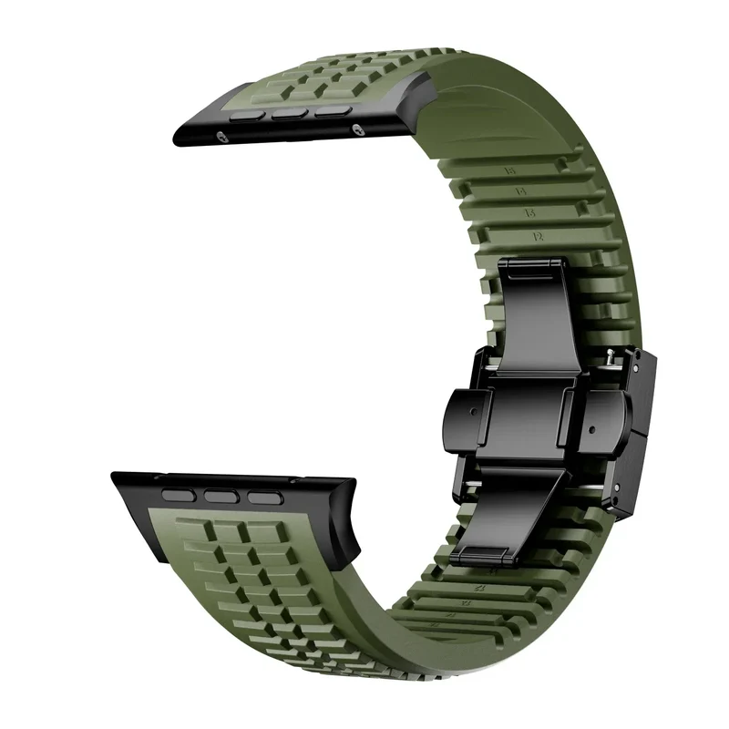 Silicone Band for Apple Watch Ultra 3/2 49mm Strap Men Sport Bracelet for Iwatch 11 10 9 8 7 6 5 Se 46mm 45mm 44mm Watchband
