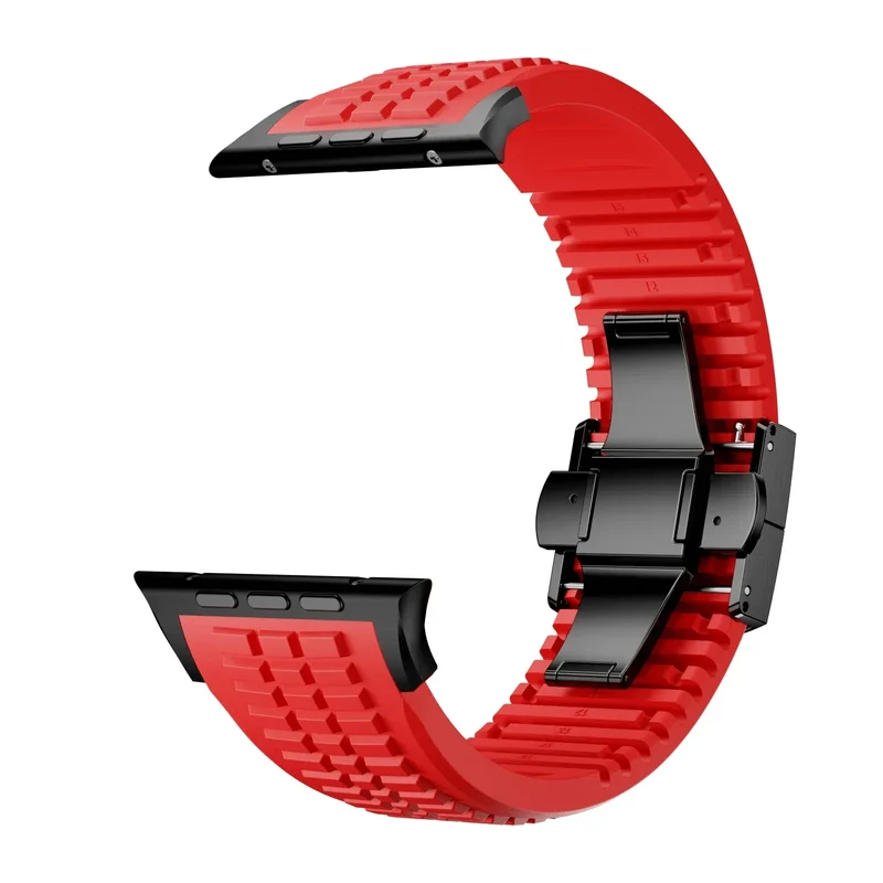 Silicone Band for Apple Watch Ultra 3/2 49mm Strap Men Sport Bracelet for Iwatch 11 10 9 8 7 6 5 Se 46mm 45mm 44mm Watchband