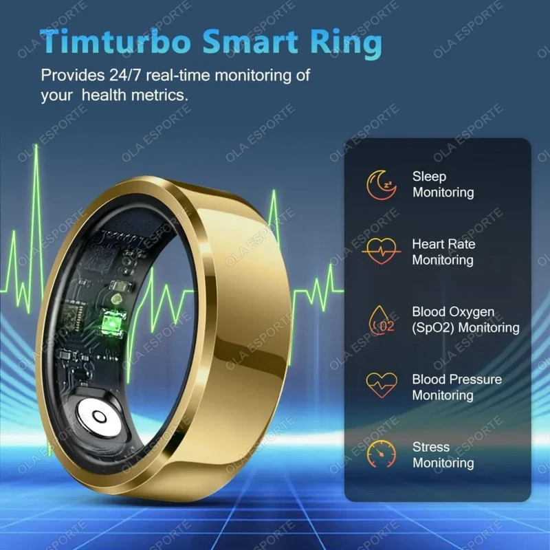 2025 Smart Ring Blood Pressure Heart Rate Sleep Monitoring Smartring IP68 & 5ATM Waterproof Multi-sport Mode Smartring Man Women