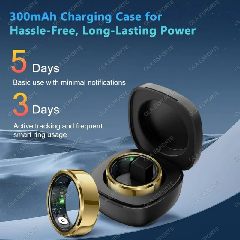 2025 Smart Ring Blood Pressure Heart Rate Sleep Monitoring Smartring IP68 & 5ATM Waterproof Multi-sport Mode Smartring Man Women