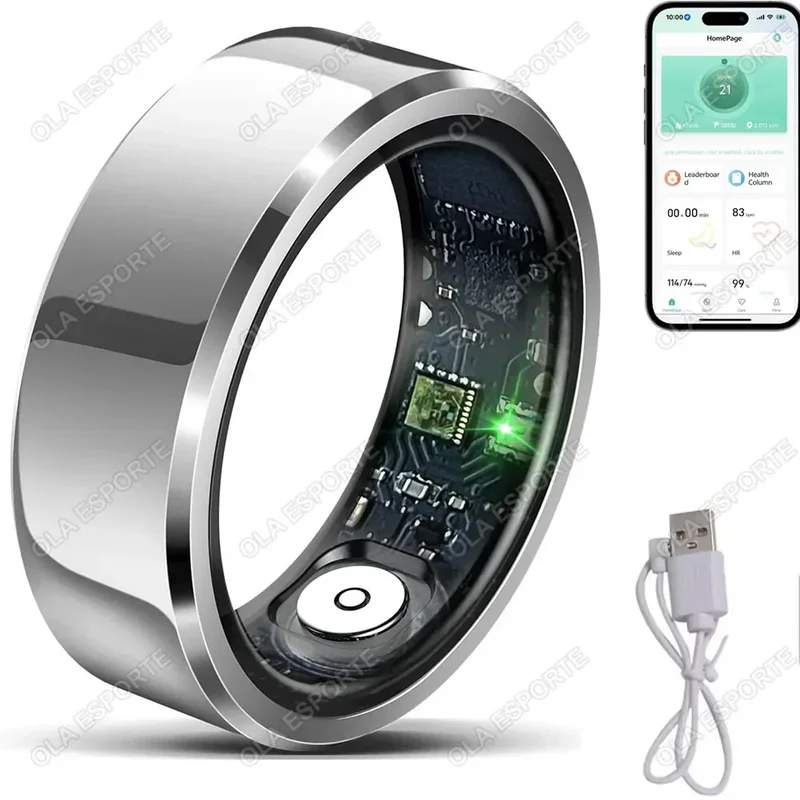 2025 Smart Ring Blood Pressure Heart Rate Sleep Monitoring Smartring IP68 & 5ATM Waterproof Multi-sport Mode Smartring Man Women
