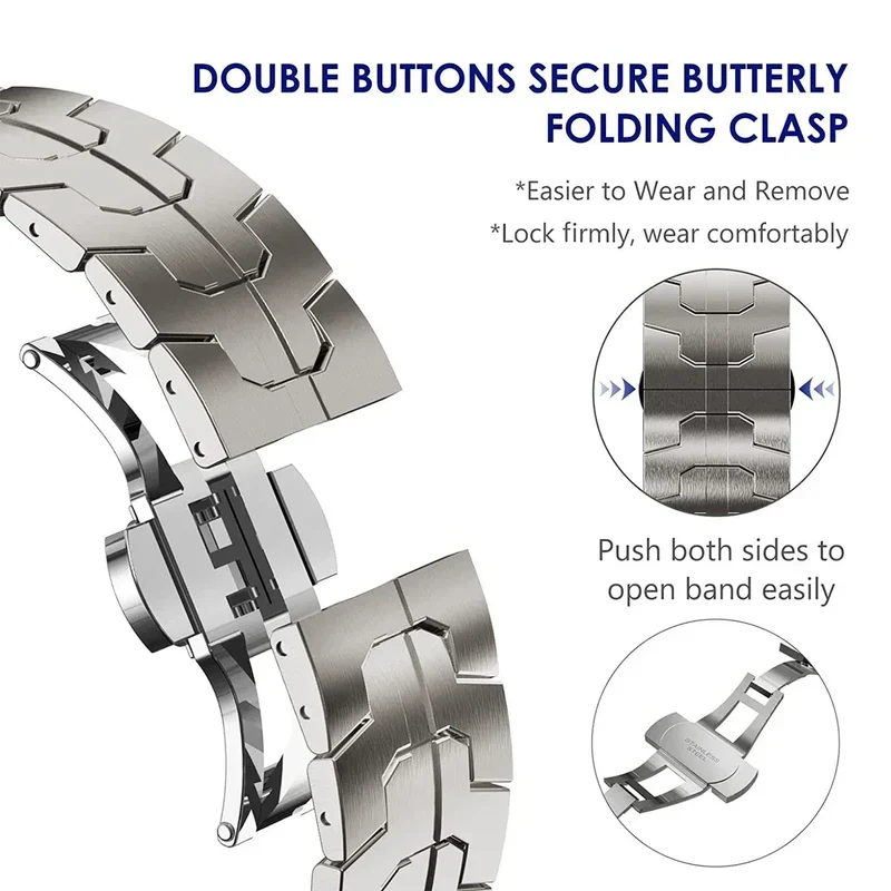Steel Strap for Huami Amazfit T-rex 3/2 Trex Pro Metal Watch Band for Amazfit T-Rex Ultra Butterfly clasp Smartwatch Accessories