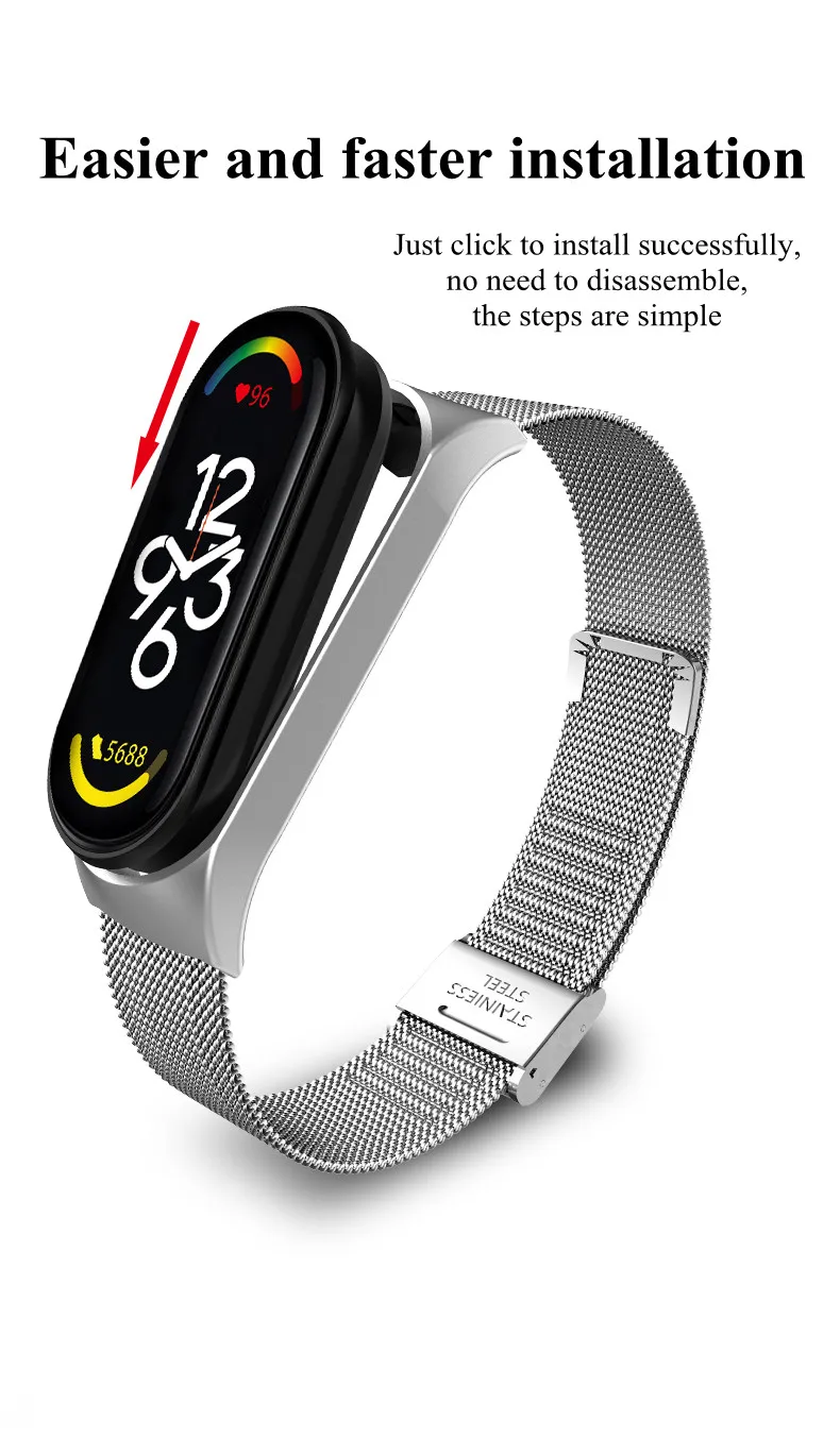 Metal Strap bracelet for Xiaomi mi band 7 6 5 3 4 strap Stainless Steel MiBand 4 Smart Wrist Strap for xiao mi miband 4 3 straps