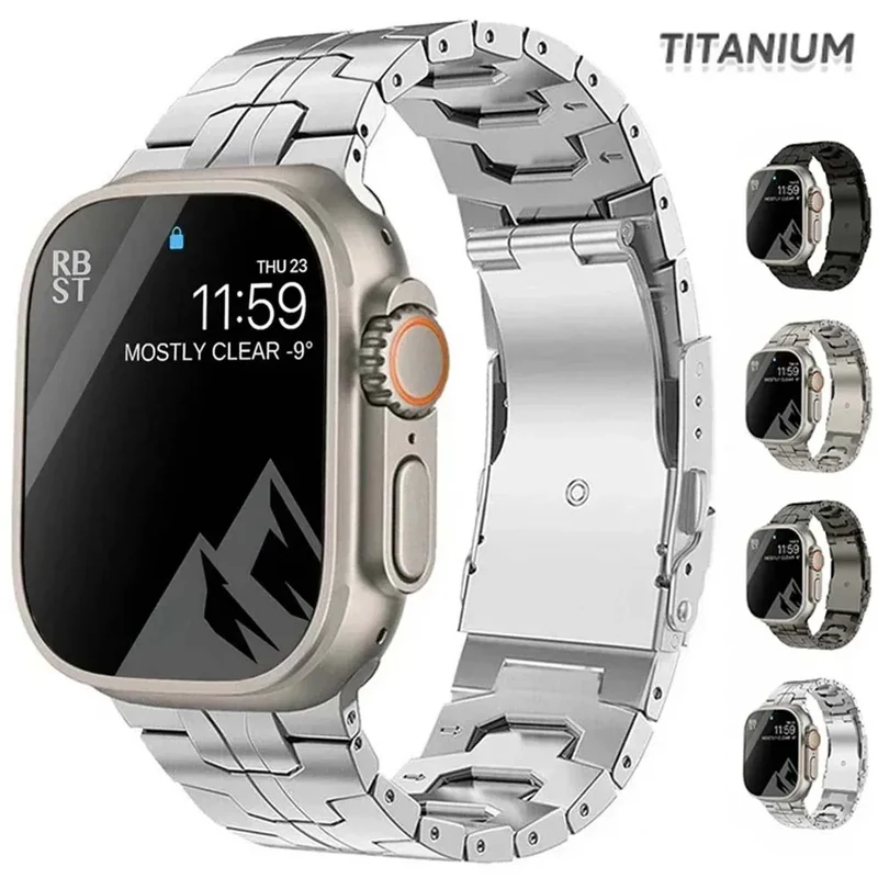 Titanium Strap for Apple Watch Ultra2 49mm 45 46 44mm 38mm 41mm Band Luxury Men's Style Bracelet for IWatch SE 10 9 8 7 6 5 4 3