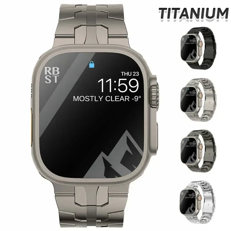Titanium Strap for Apple Watch Ultra2 49mm 45 46 44mm 38mm 41mm Band Luxury Men's Style Bracelet for IWatch SE 10 9 8 7 6 5 4 3